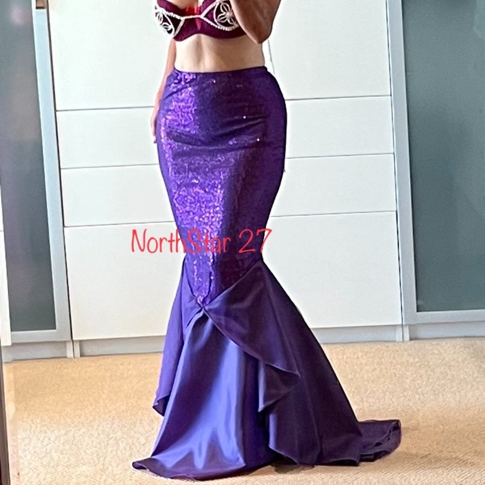 Women Plus And Regular High Waist Sequins Mermaid Long Tail Skirt